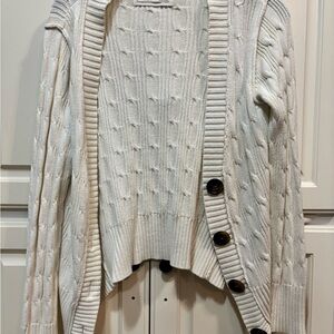 Cozy White Cable Knit Cardigan